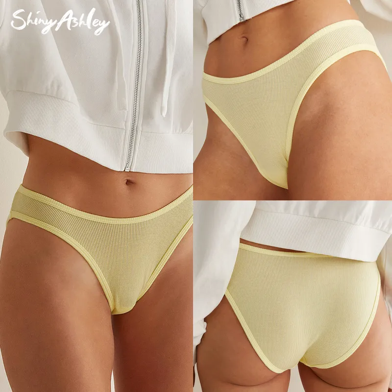 Custom threaded solid color cotton bikini panties for women