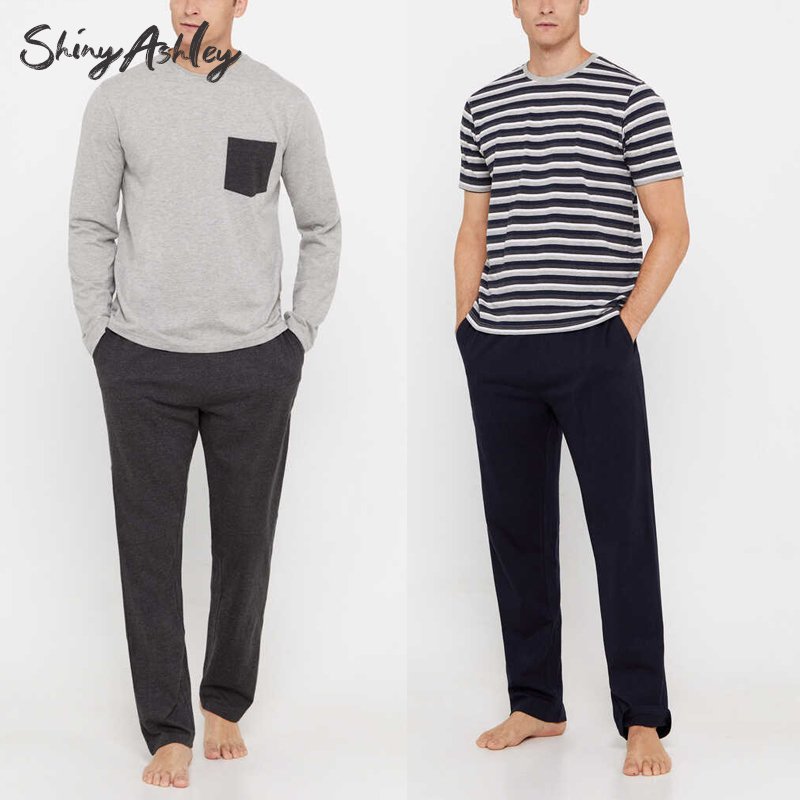 Men spring and autumn pure cotton long sleeve can wear two sets of home clothes