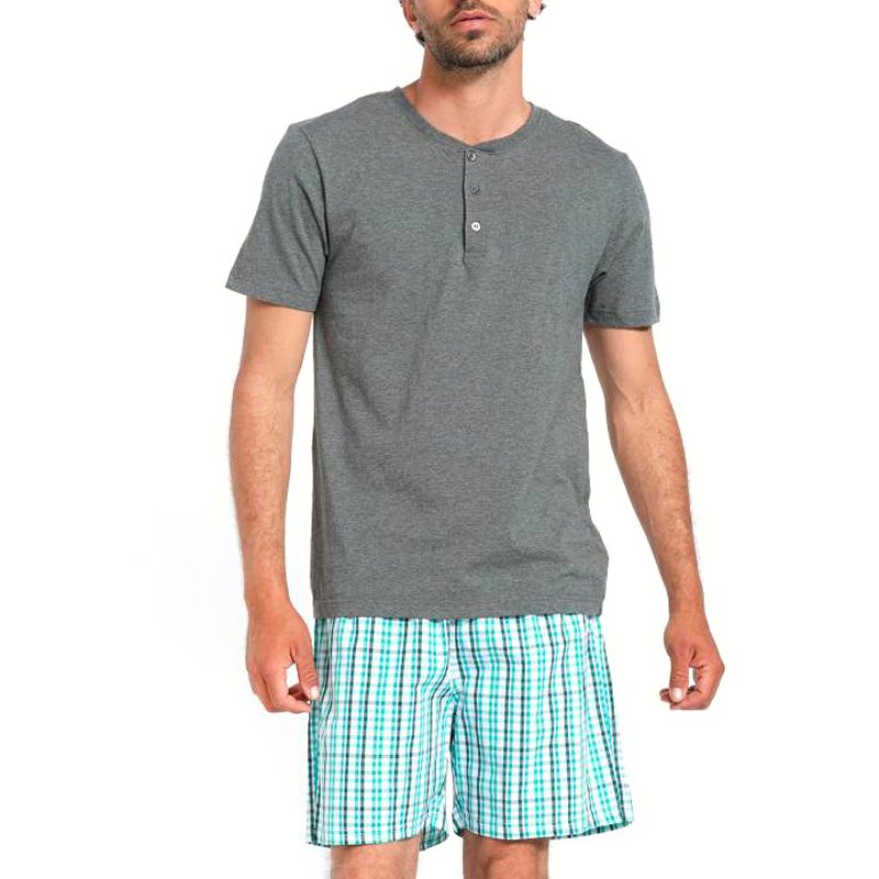 Mens cotton short sleeved two piece pyjamas