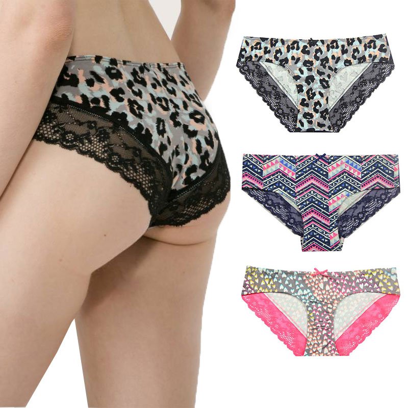 Sexy pure leopard panties ladies pure cotton full cotton crotch low waist lace lace