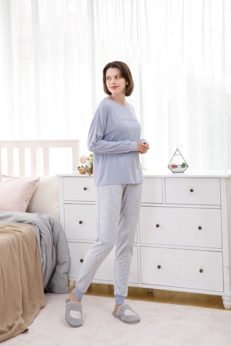 Pyjama 2 Pièces Femme Longue En Stretch - Doux, Léger - Tenue Maison Décontractée