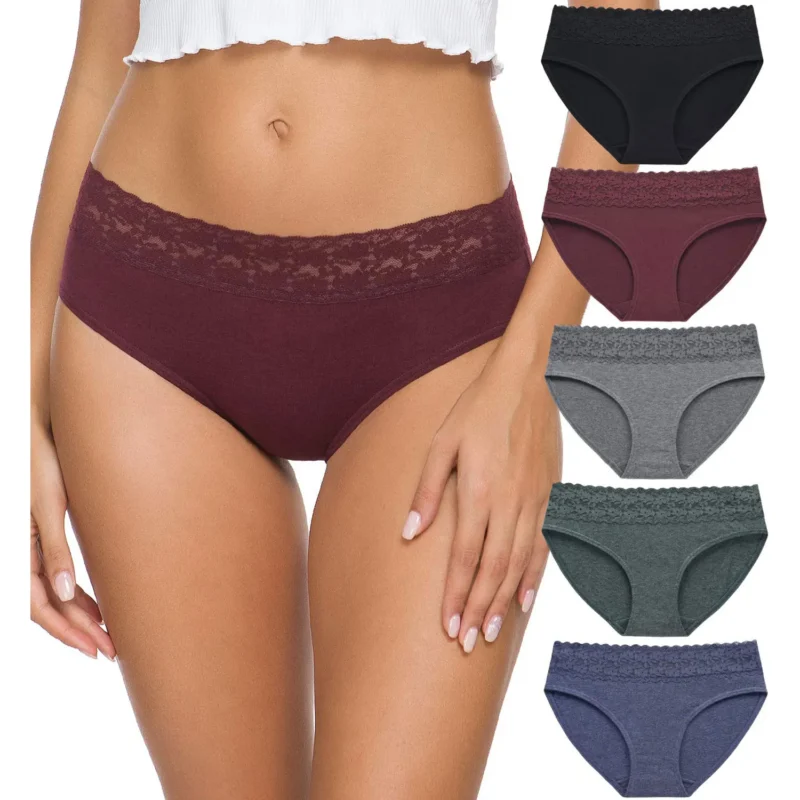 Womens underwear Solid color lace sexy cotton underwear for women