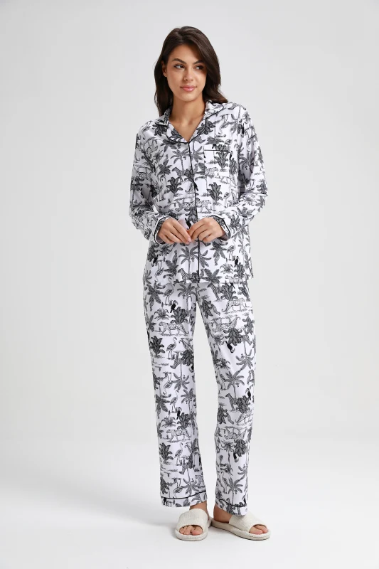 long pajamas set with prints