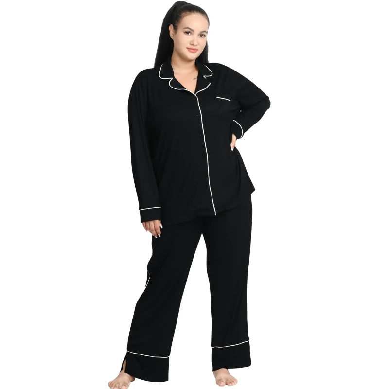 black button down pajamas