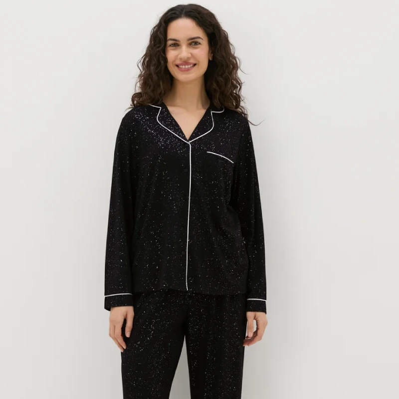 black button up pajamas