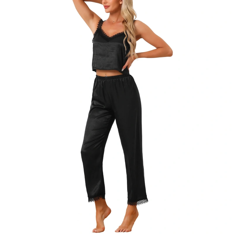 black satin pajama pants women's