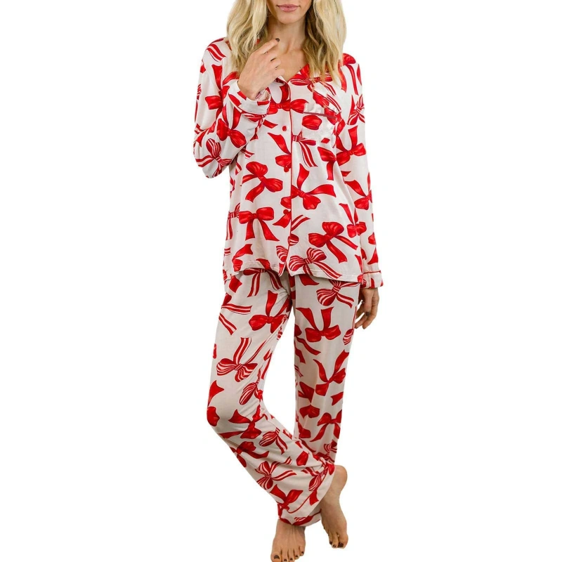 bow silk valentine pajamas