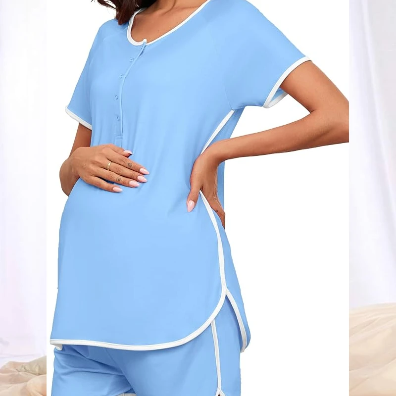 button down maternity pajamas