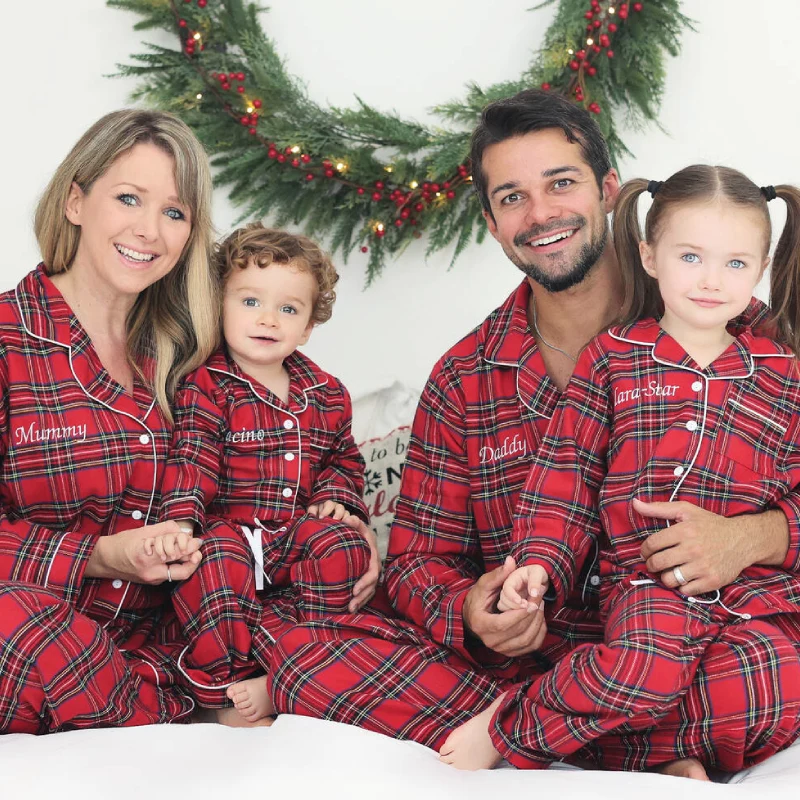 button up christmas pajamas family