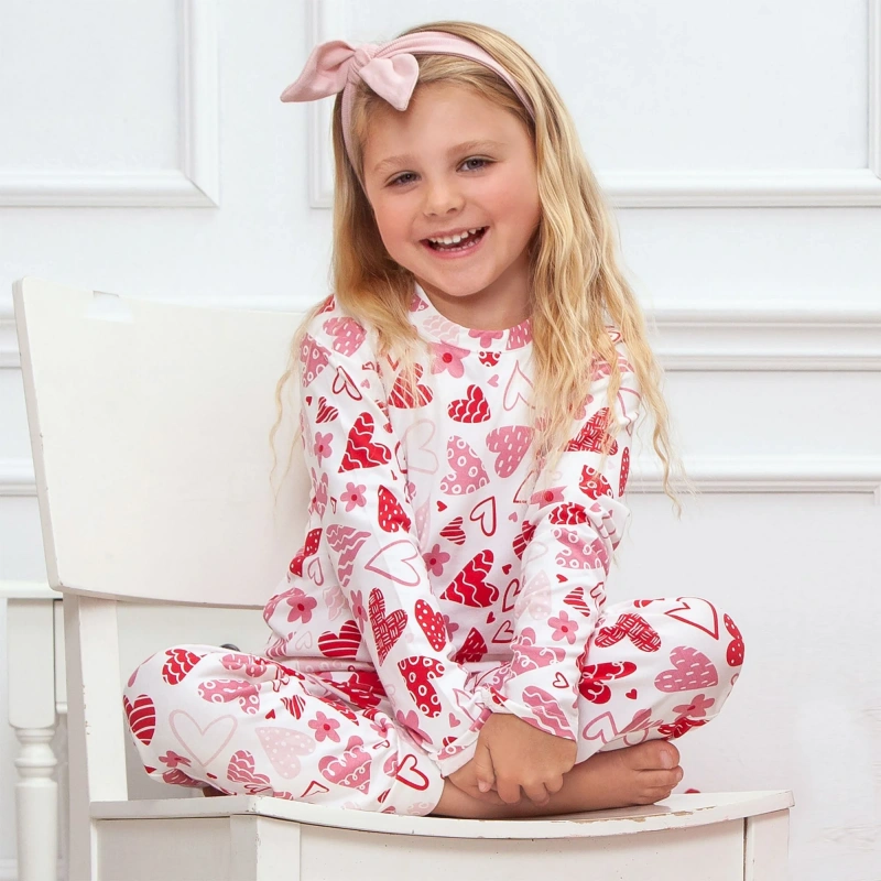 girl bamboo valentines pajamas