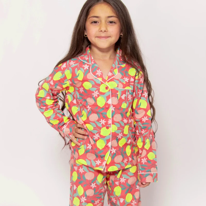 girls button up pajamas