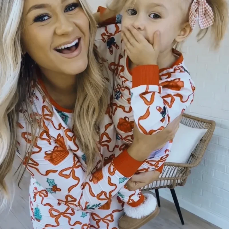 holiday bow pajamas