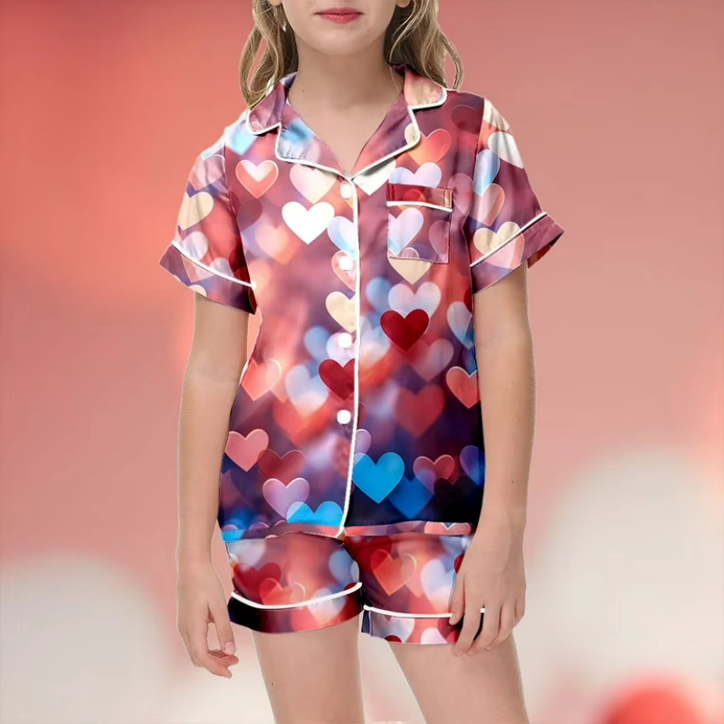 kids silk valentines pajamas