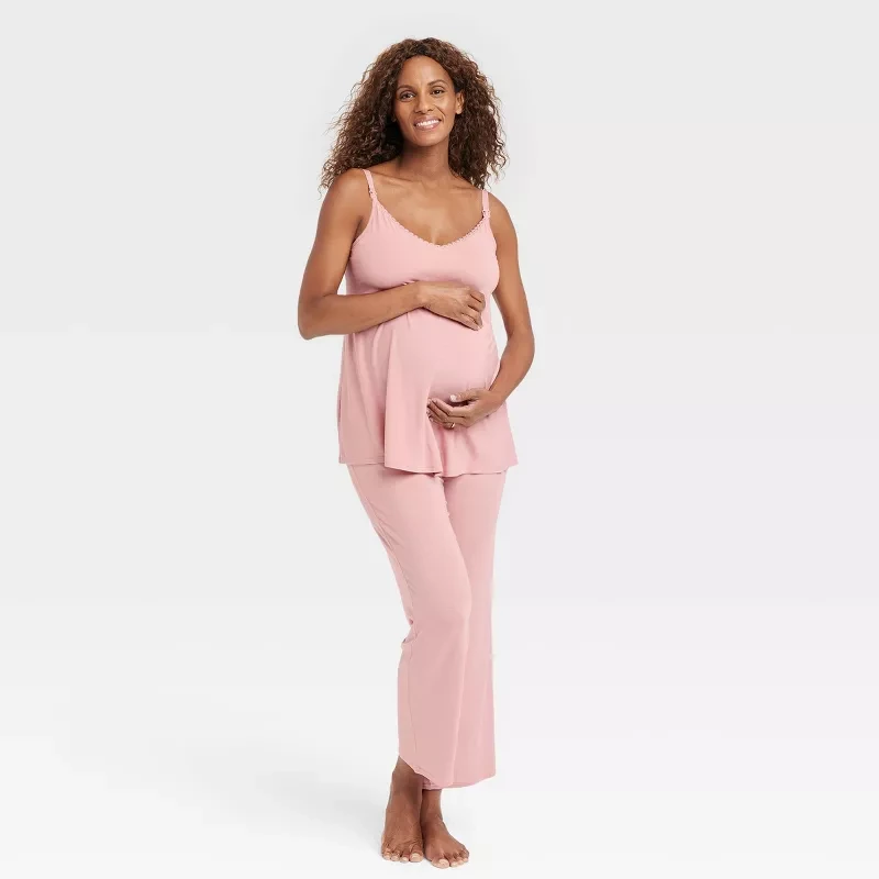 Ensemble Pyjama Grossesse/allaitement 2 Pièces - Rayé - Coton Doux - Grande Taille - Pour Femme Enceinte
