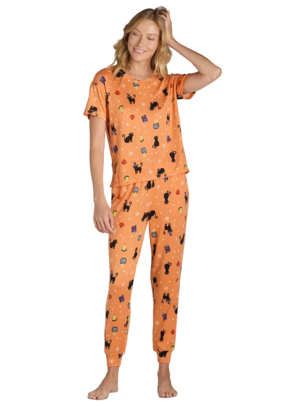 orange pajamas womens