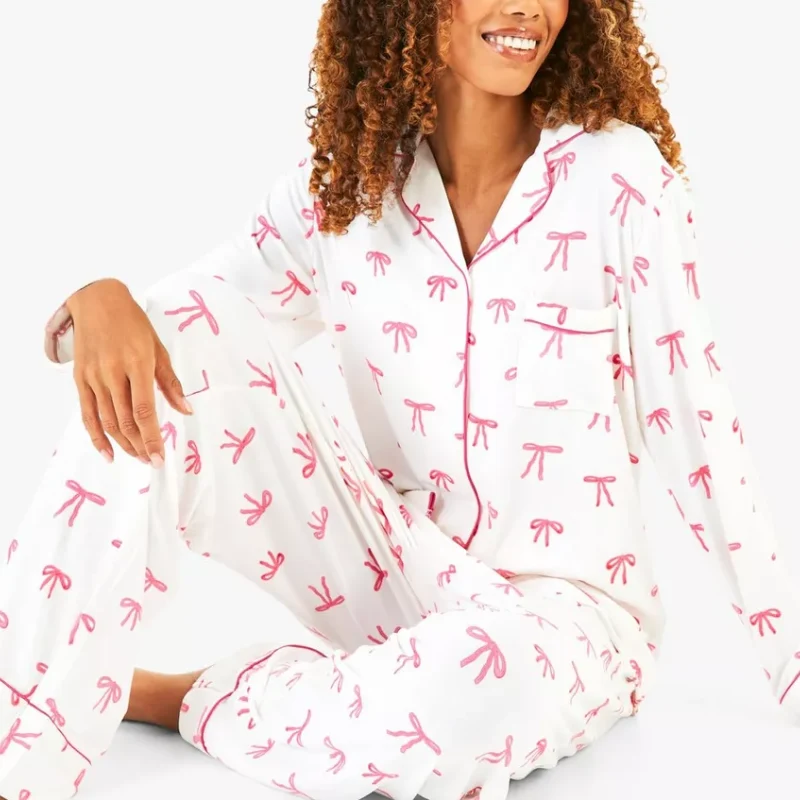 pink bow pajamas women