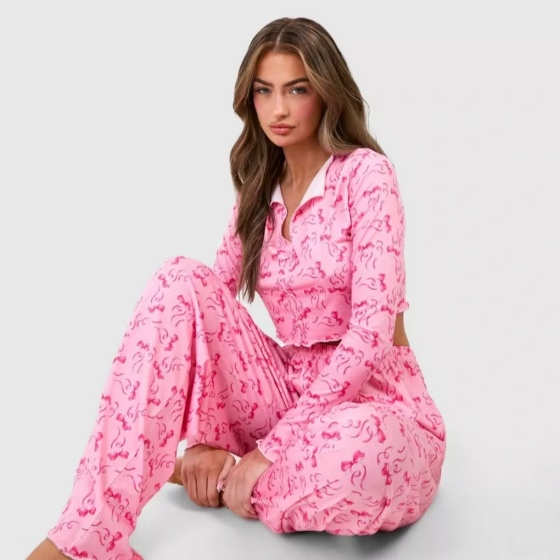 pink bow womens pajamas