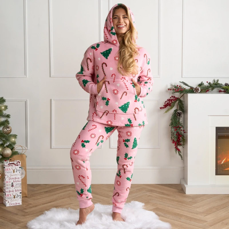 pink christmas pjs for women