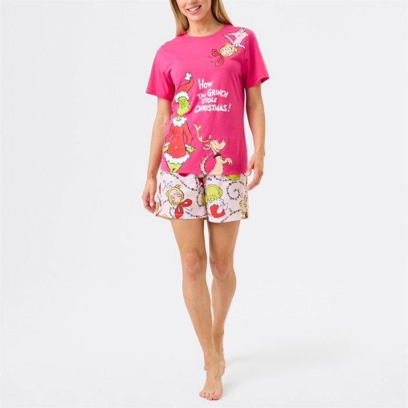 pink grinch pajamas women