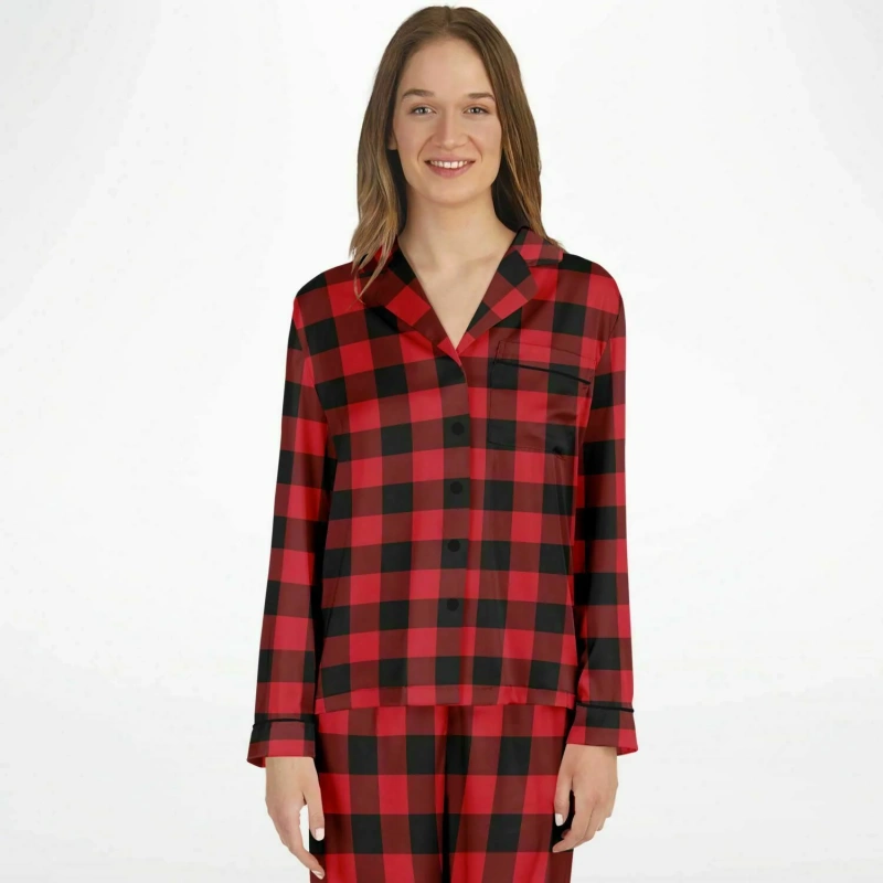 red and black plaid pajamas women's