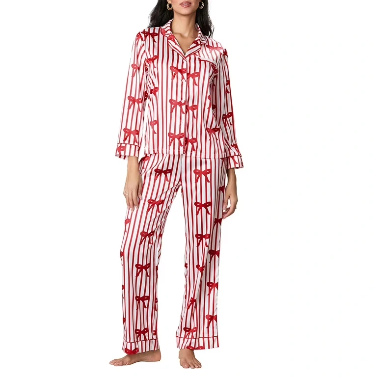 red bow pajamas women