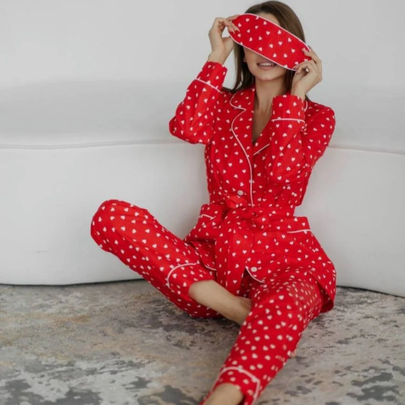 red valentine silk pajamas
