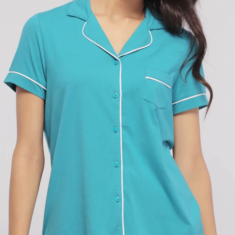 short sleeve button down pajama set