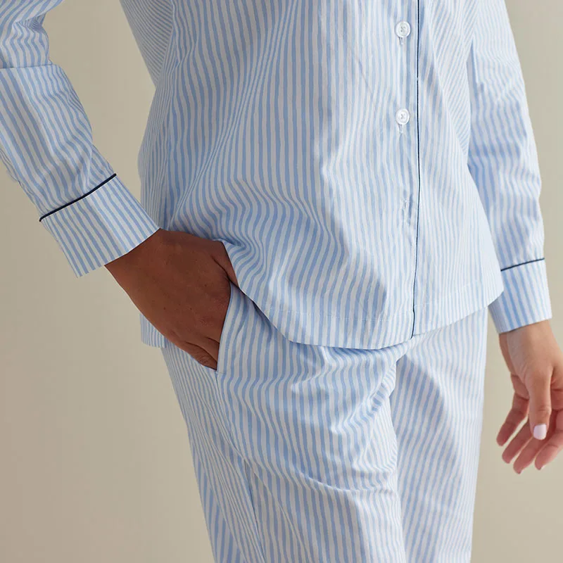 striped poplin pajamas
