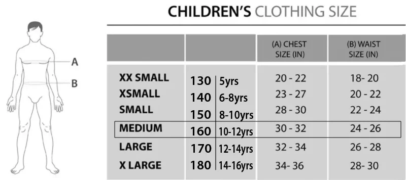 che taglia è 160 nei vestiti per bambini?