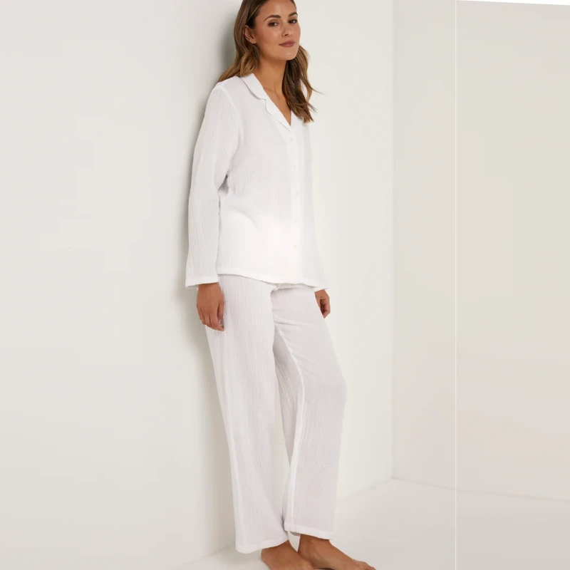 white button up pajamas