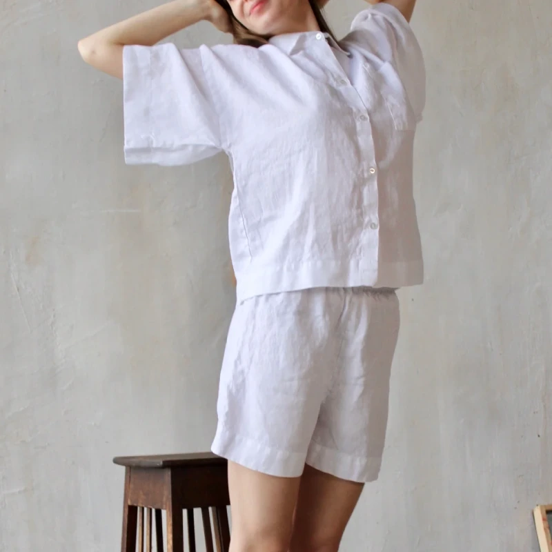 white linen pajamas women