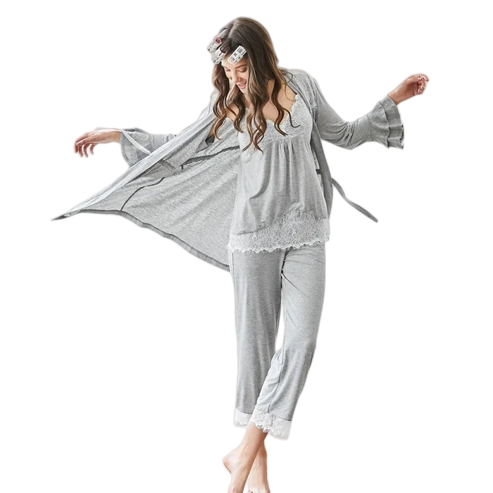 womens 3 piece pajama set