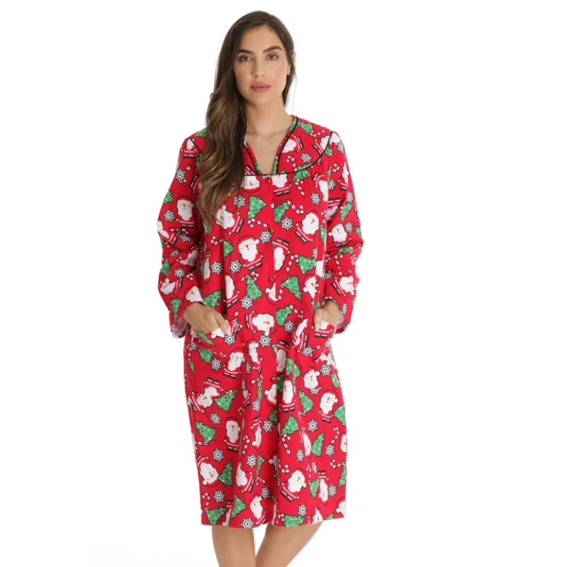 women's flannel snap front robe