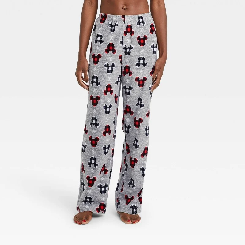 women's holiday mickey mouse fleece matching family pajama pants