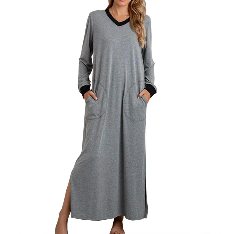 womens long sleeve pajama dress