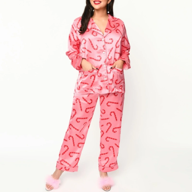 womens pink candy cane pjs