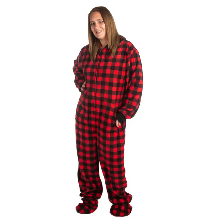 women's plus size footed pajamas