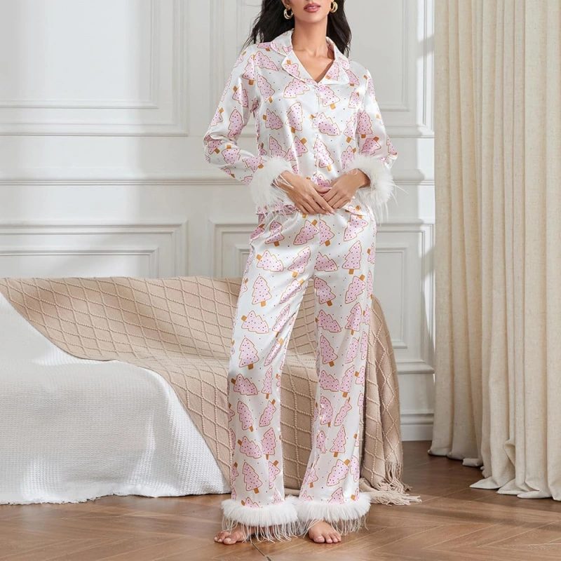 women's satin christmas pajamas