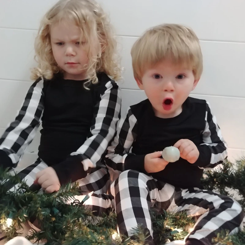 black and white buffalo plaid christmas pajamas