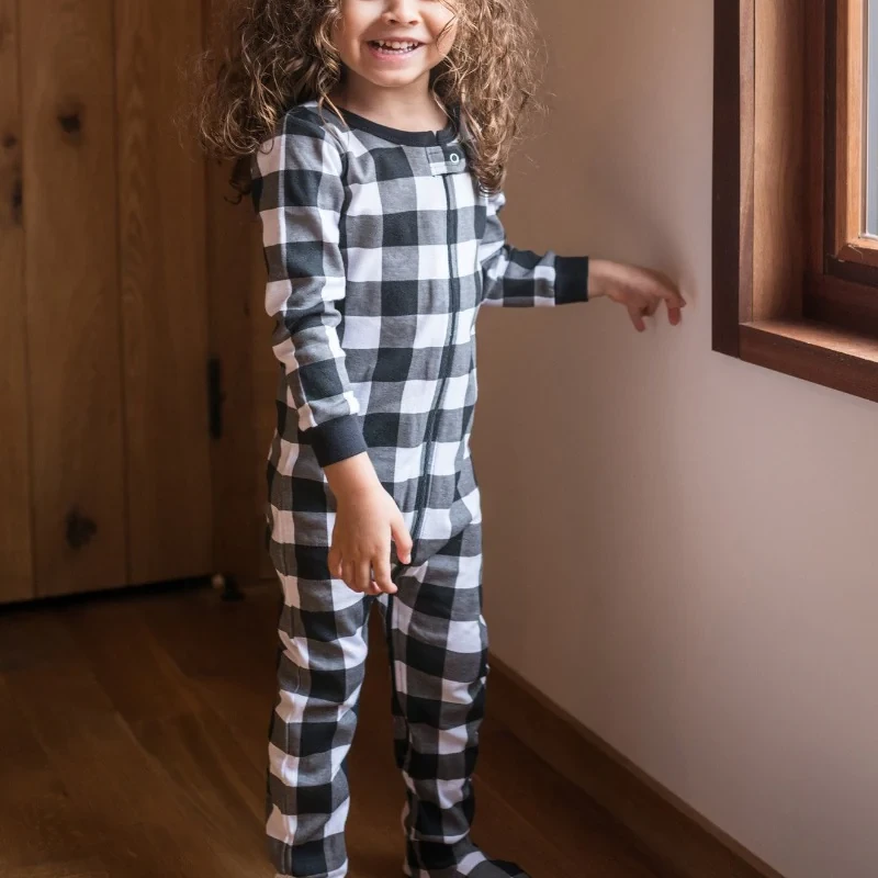 black and white buffalo plaid pajamas
