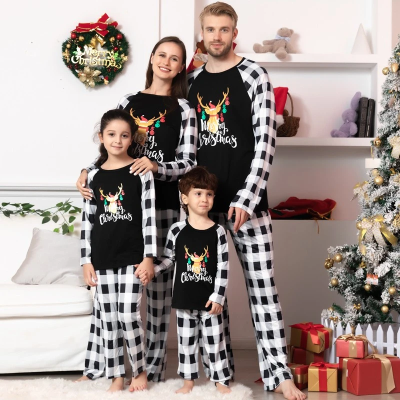 black and white christmas pajamas