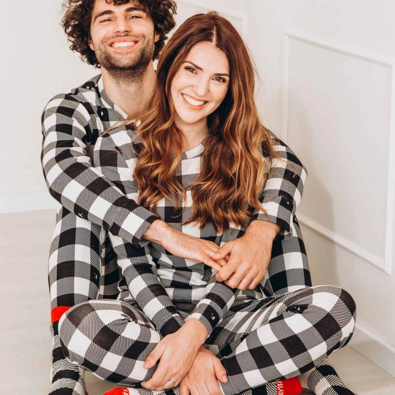 black and white plaid matching pajamas