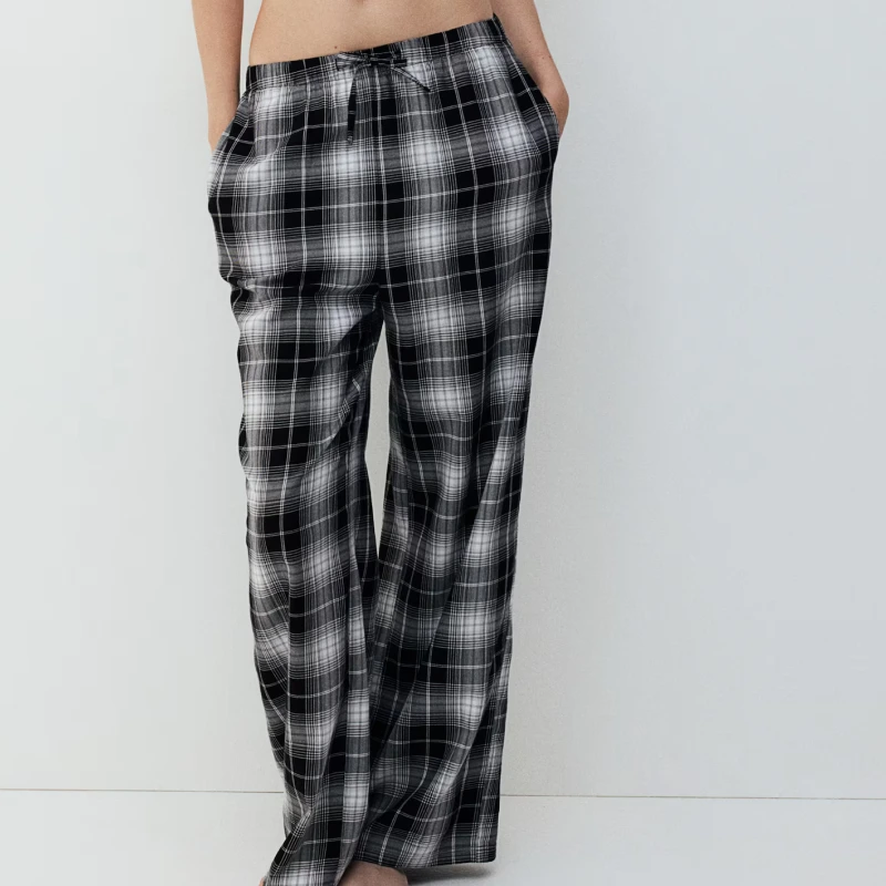 black and white plaid pajama pants
