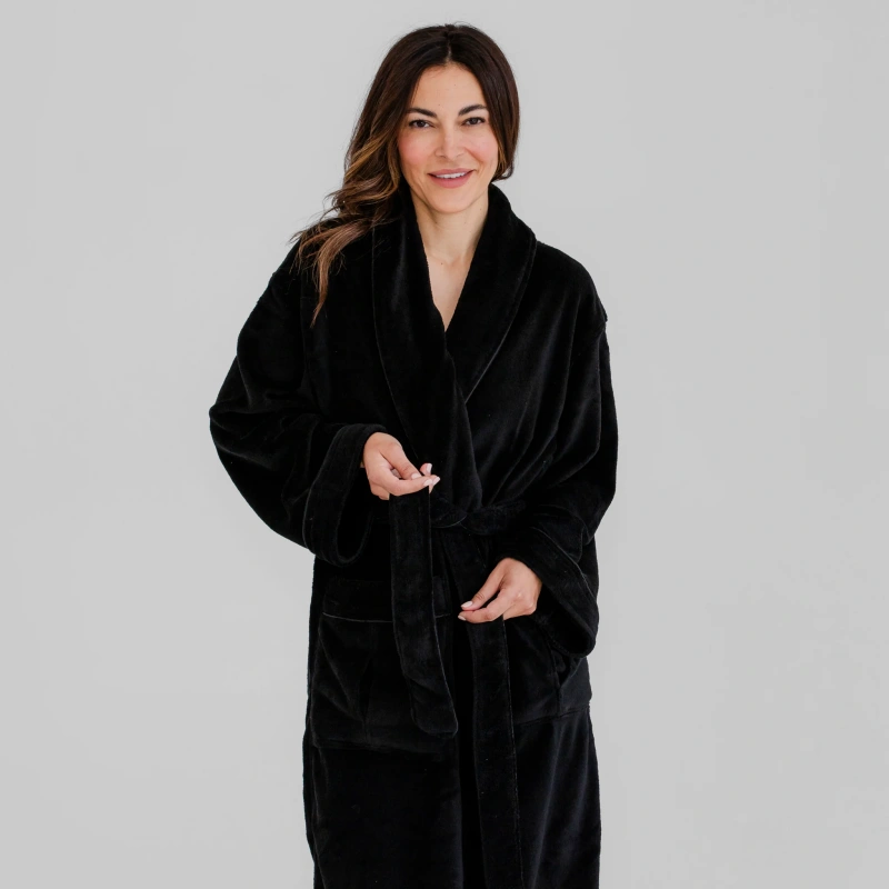 black plush robe women's