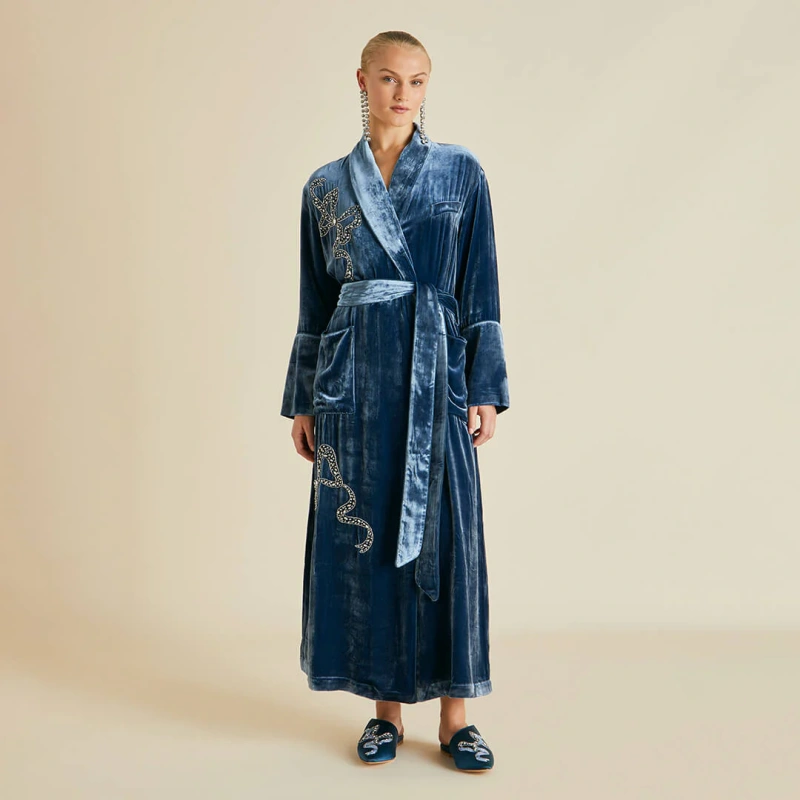 blue velvet robe womens