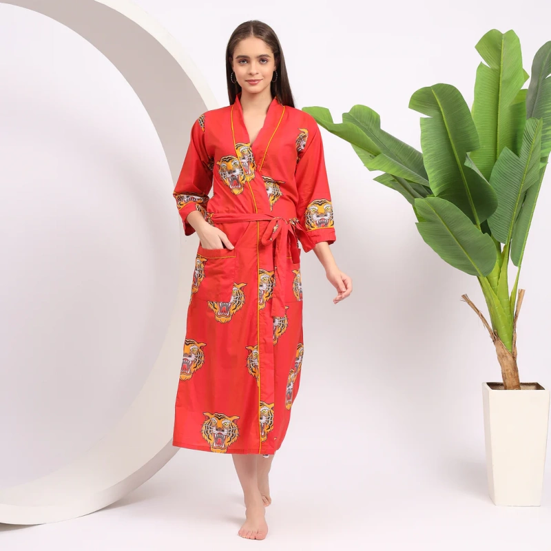 cotton red robes for women