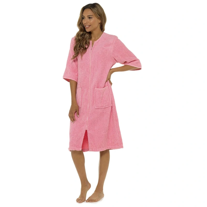 cotton zip up robes for women