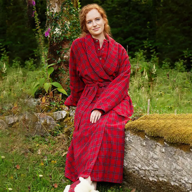 flannel red robes for women