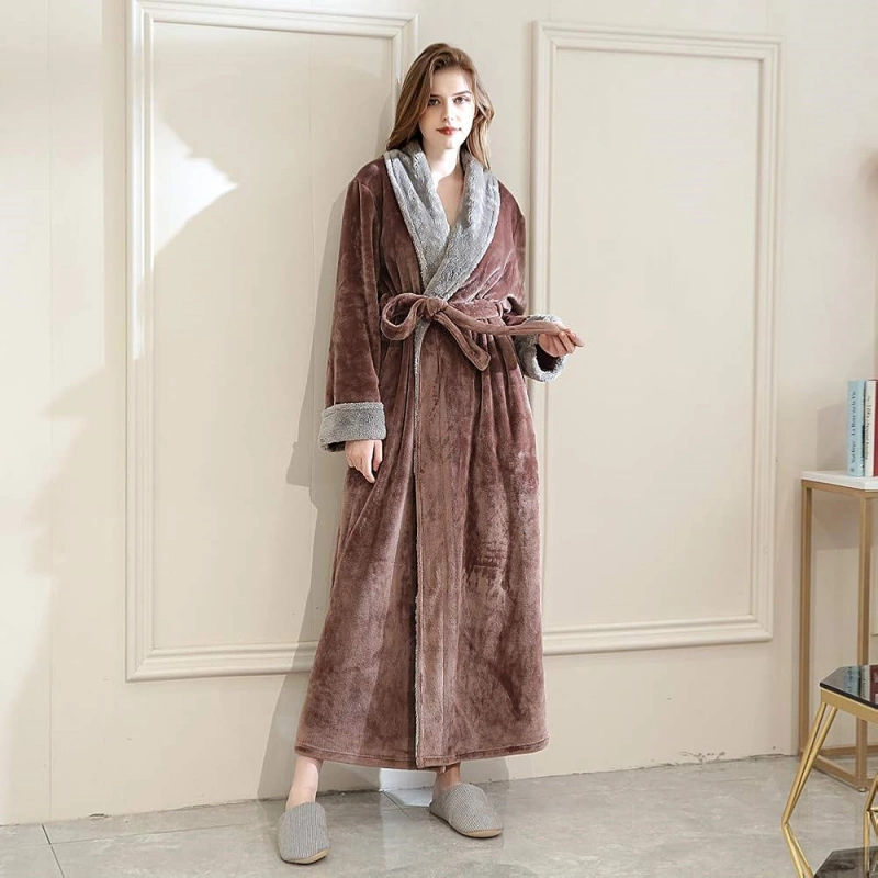 fleece long robes for women