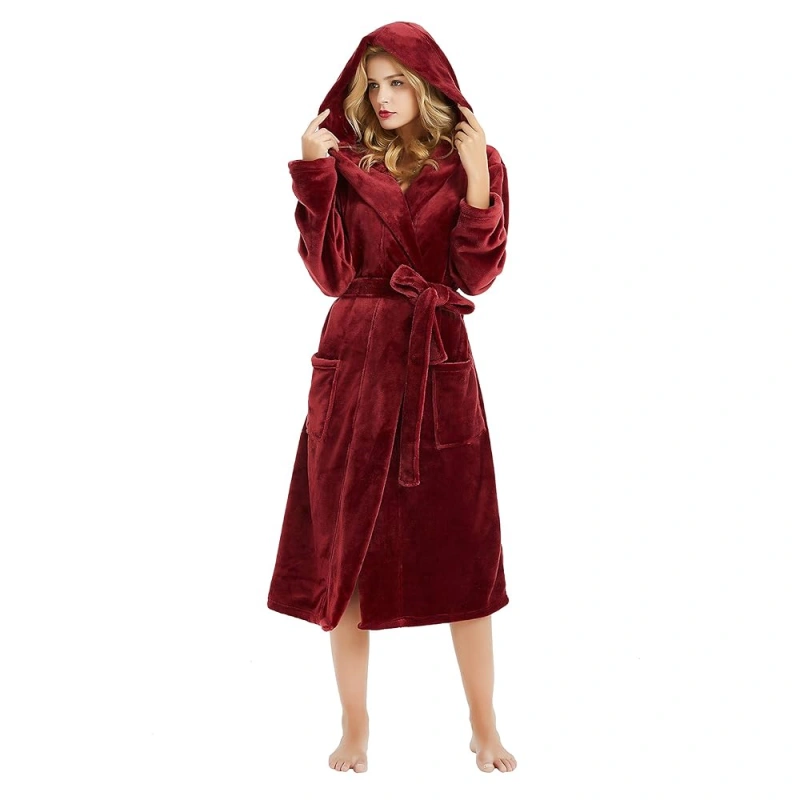 fleece red robes for women